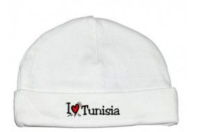 Bonnet de bébé i love Tunisia coeur rouge