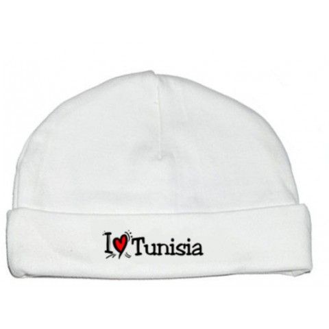 Bonnet de bébé i love Tunisia coeur rouge