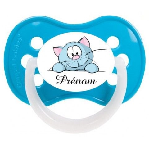 Tetine De Bebe Chaton Bleu Personnalisee