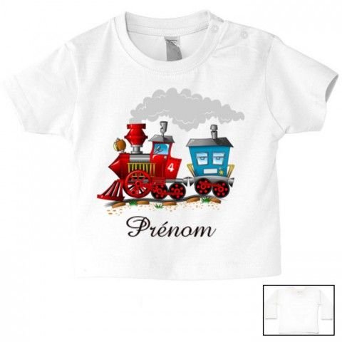 Tee-shirt de bébé train rouge personnalisée