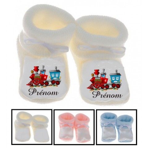 Chaussons de bébé train rouge personnalisée