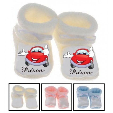 Chaussons de bébé train rouge personnalisée