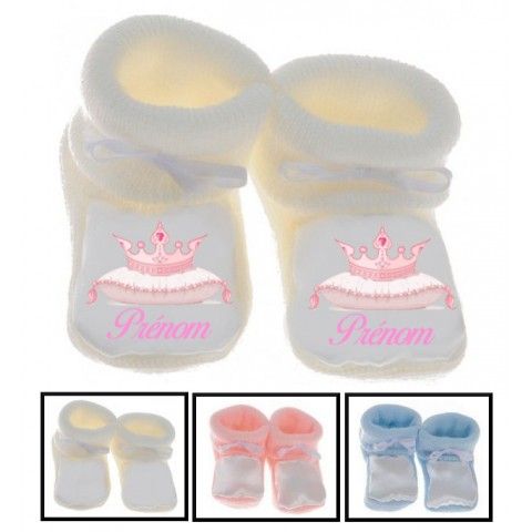 Chaussons de bébé château rose personnalisée