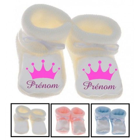 Chaussons de bébé château rose personnalisée