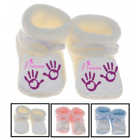 Chaussons de bébé château rose personnalisée