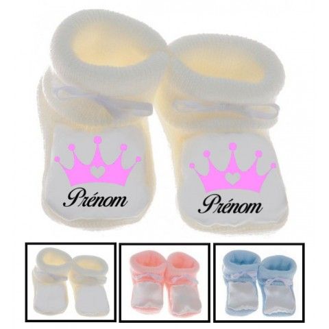 Chaussons de bébé château rose personnalisée