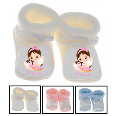 Chaussons de bébé château rose personnalisée