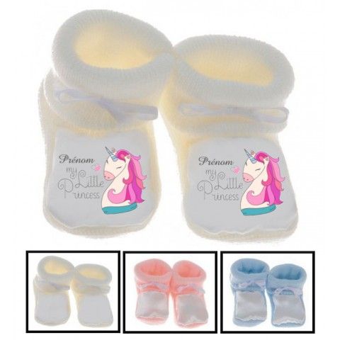 Chaussons de bébé château rose personnalisée