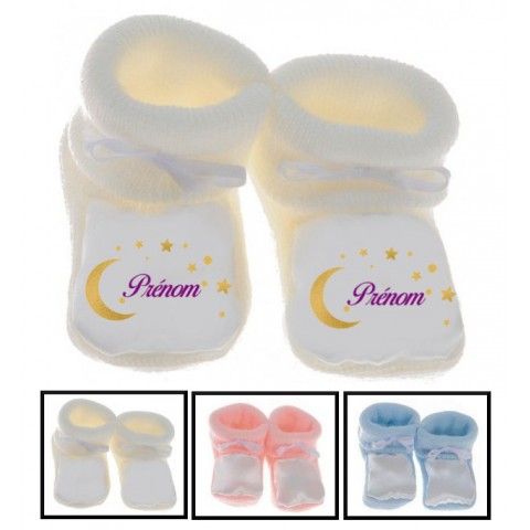 Chaussons de bébé château rose personnalisée