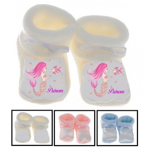 Chaussons de bébé château rose personnalisée