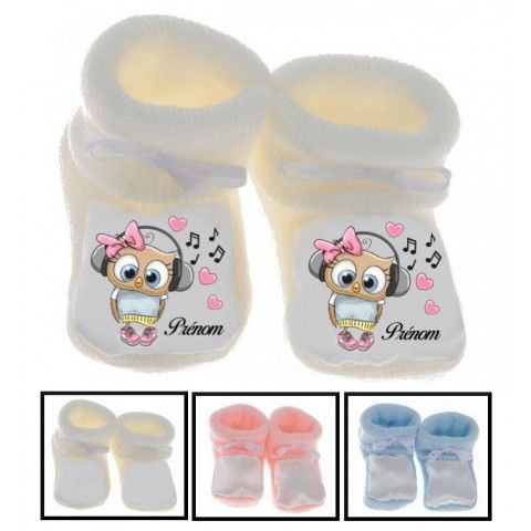 Chaussons de bébé château rose personnalisée