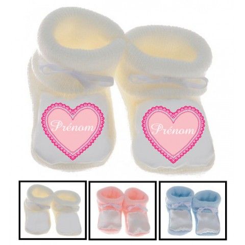 Chaussons de bébé château rose personnalisée