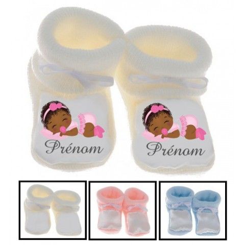 Chaussons de bébé château rose personnalisée