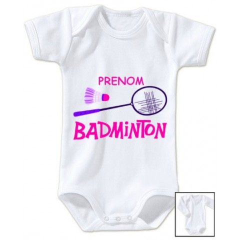 Body de bébé badminton lapin crétin personnalisé