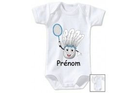Body de bébé badminton lapin crétin personnalisé
