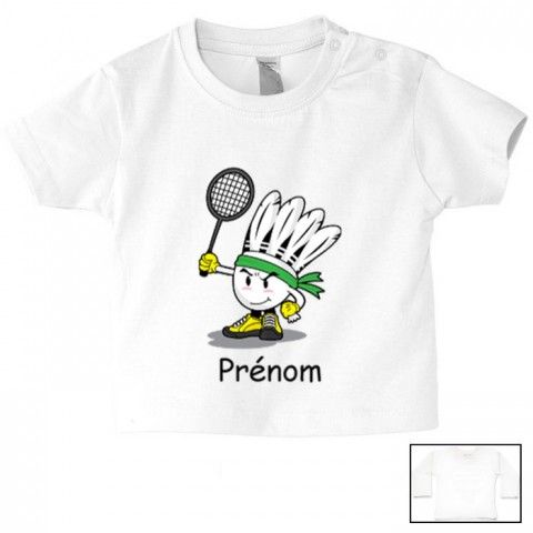 Tee-shirt de bébé badminton lapin crétin personnalisée