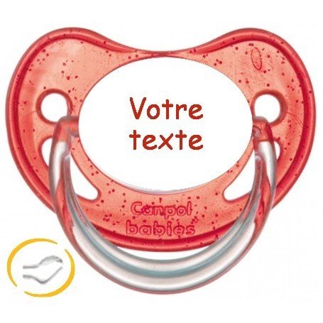 Tétine personnalisée paillette rouge silicone