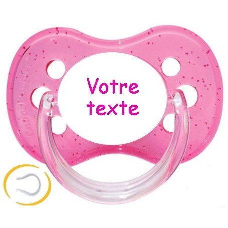 Tétine personnalisée prénom Paillette rose cerise silicone