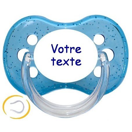 Tétine personnalisée prénom Paillette bleu cerise silicone