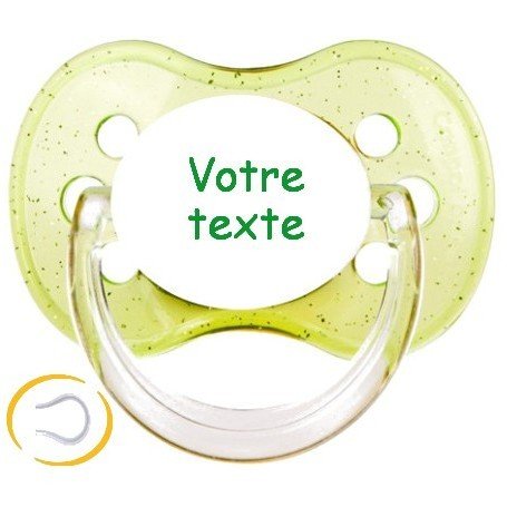 Tétine personnalisée prénom Paillette vert cerise silicone