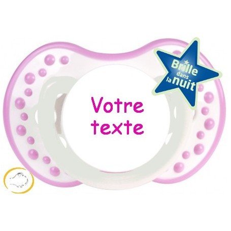 Tétine personnalisée Night and Day blanc rose silicone