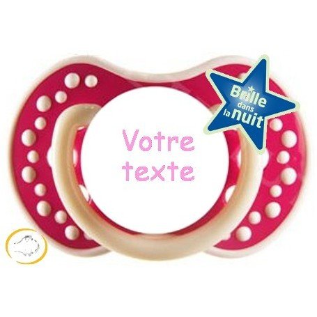 Tétine personnalisée Night and day fuschia silicone