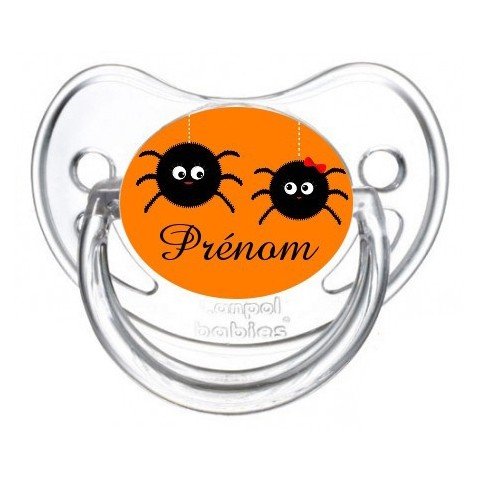 Tétine de bébé Halloween personnalisée araignées