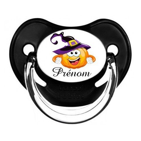 Tétine de bébé Halloween personnalisée citrouille chapeau