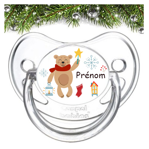 Tétine de bébé ourson de noël personnalisée