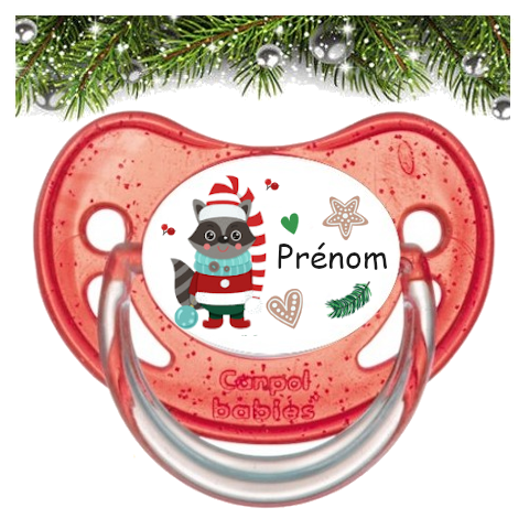 Tétine de bébé raton laveur de noël personnalisée