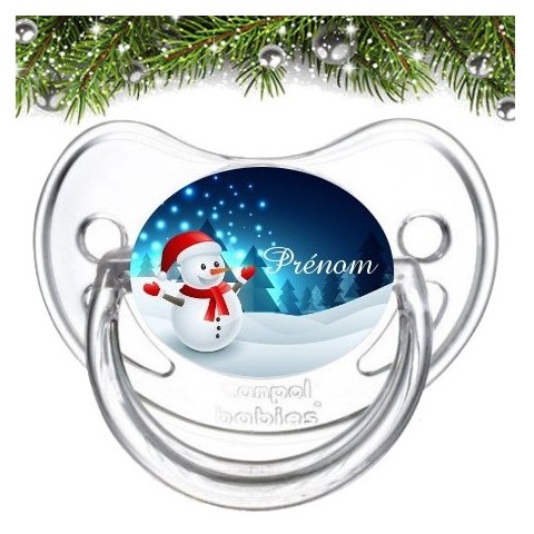 Tétine de bébé bonhomme de neige Noël personnalisée