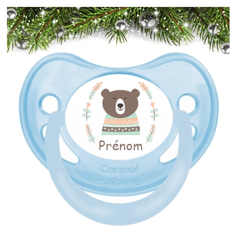 Tétine de bébé ours de noël personnalisée