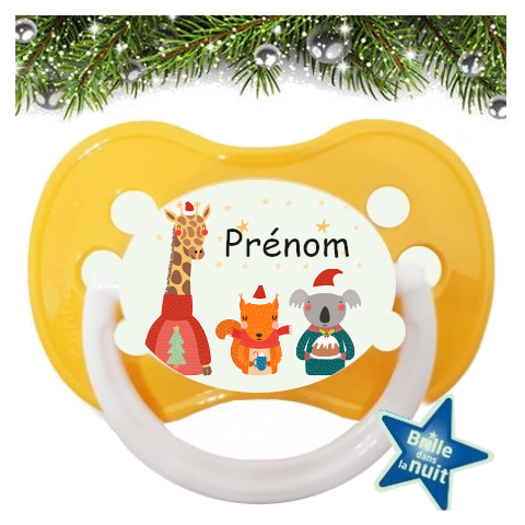 Tétine de bébé girafe de noël personnalisée