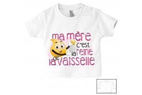 Tee-shirt de bébé fait gaffe j’ai le caractère de ma mère