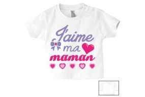 Tee-shirt de bébé j’aime ma maman adorée fille