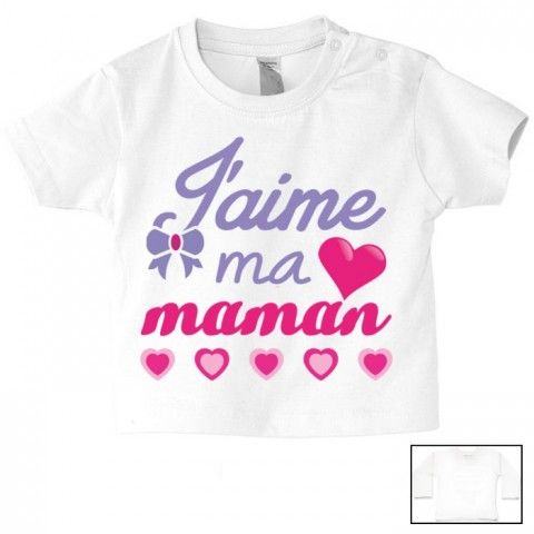 Tee-shirt de bébé j’aime ma maman adorée fille