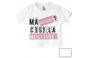 Tee-shirt de bébé fait gaffe j’ai le caractère de ma mère