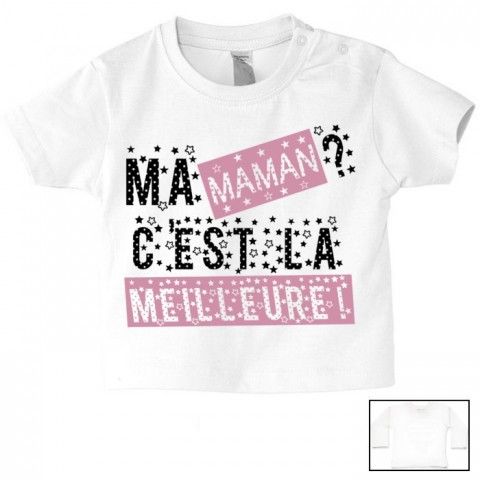 Tee-shirt de bébé fait gaffe j’ai le caractère de ma mère