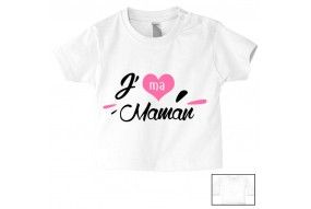 Tee-shirt de bébé j’aime ma maman adorée fille