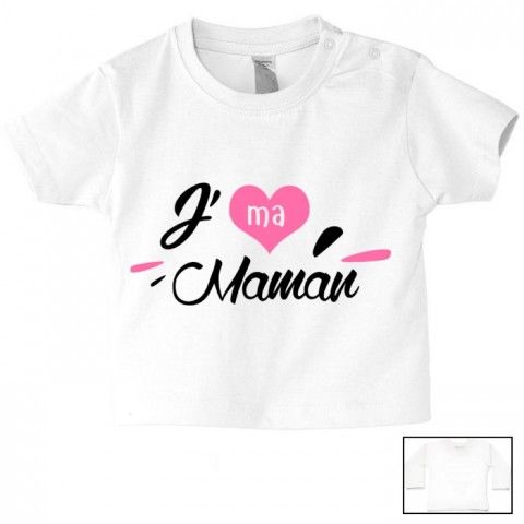 Tee-shirt de bébé j’aime ma maman adorée fille