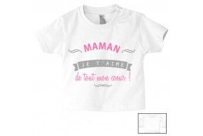 Tee-shirt de bébé ma maman est folle de moi garçon