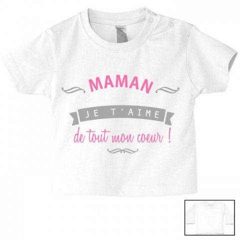 Tee-shirt de bébé ma maman est folle de moi garçon