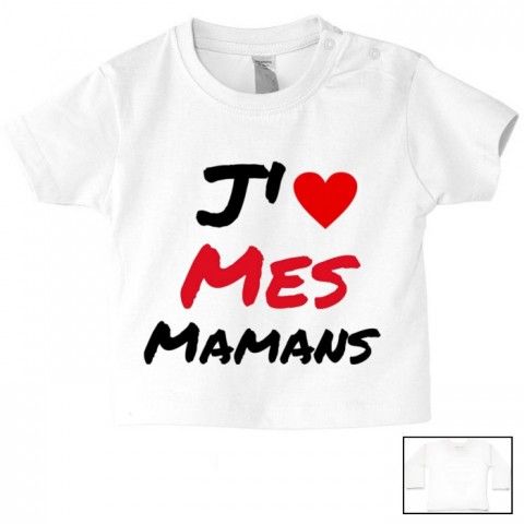 Tee-shirt de bébé j’aime ma maman adorée fille