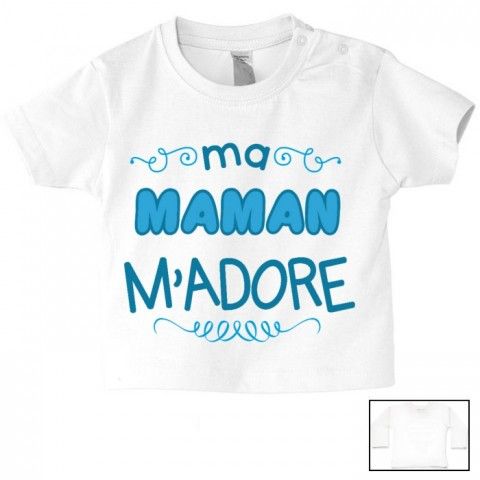 Tee-shirt de bébé je t’aime maman avec un grand cœur