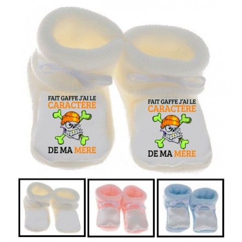 Chaussons de bébé je suis le prince des râleurs la reine c’est ma mère