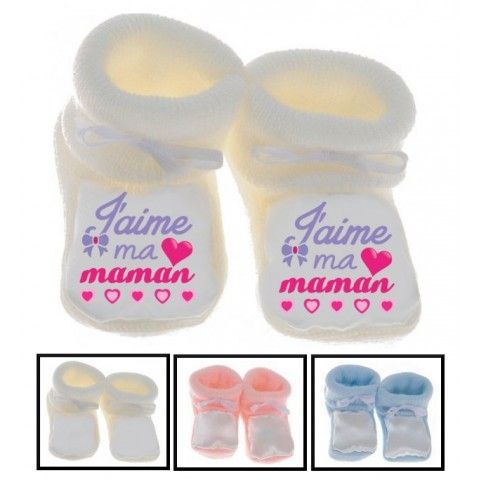 Chaussons de bébé ma maman m’adore fille