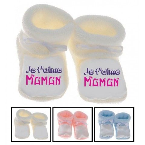 Chaussons de bébé ma maman m’adore fille