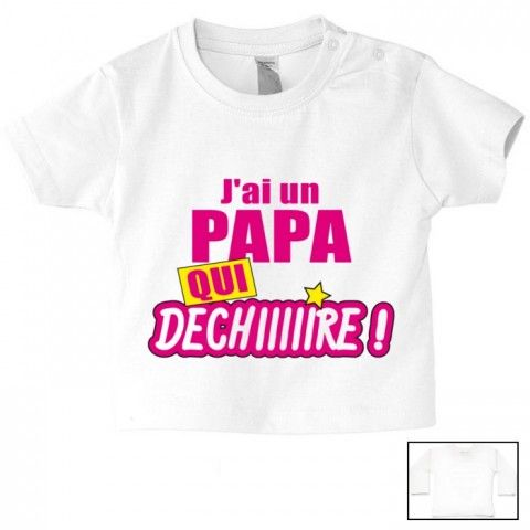 Tee-shirt de bébé je suis beau et costaud comme papa bleu vert