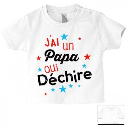 Tee-shirt de bébé je suis beau et costaud comme papa bleu vert