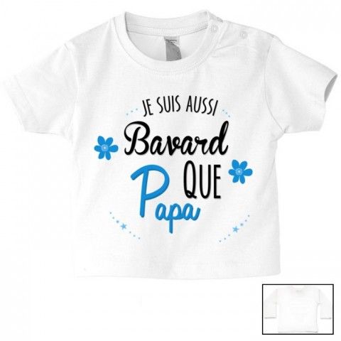 Tee-shirt de bébé je suis beau et costaud comme papa bleu vert